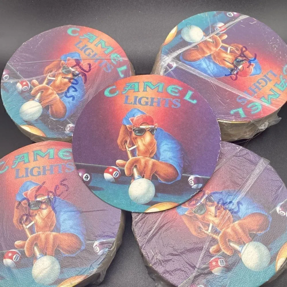 Vintage Camel Lights Joe Cool Pool Cardboard Coasters -100 pool table
